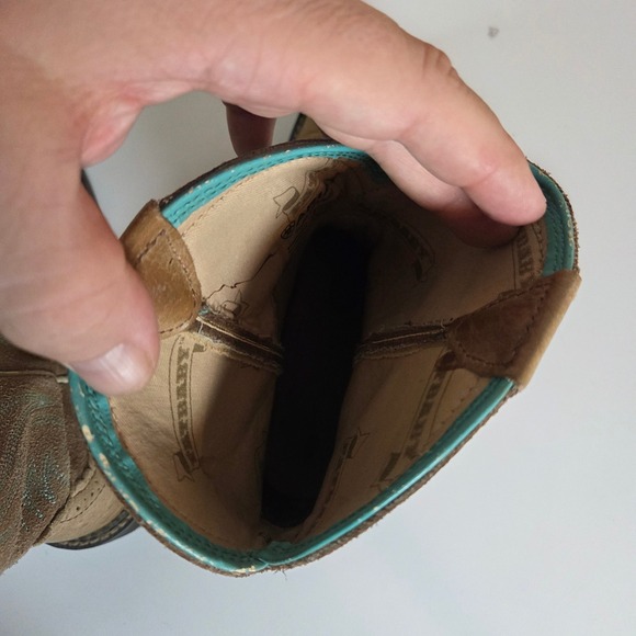 Ariat Womens Size 7.5 Brown Turquoise‎ Embroidered Western Cowboy Boots - Picture 6 of 8